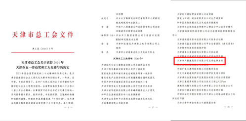 9888拉斯维加斯集团9888拉斯维加斯修建设计公司总承包事业部荣获2024年“天津市工人先锋号”
